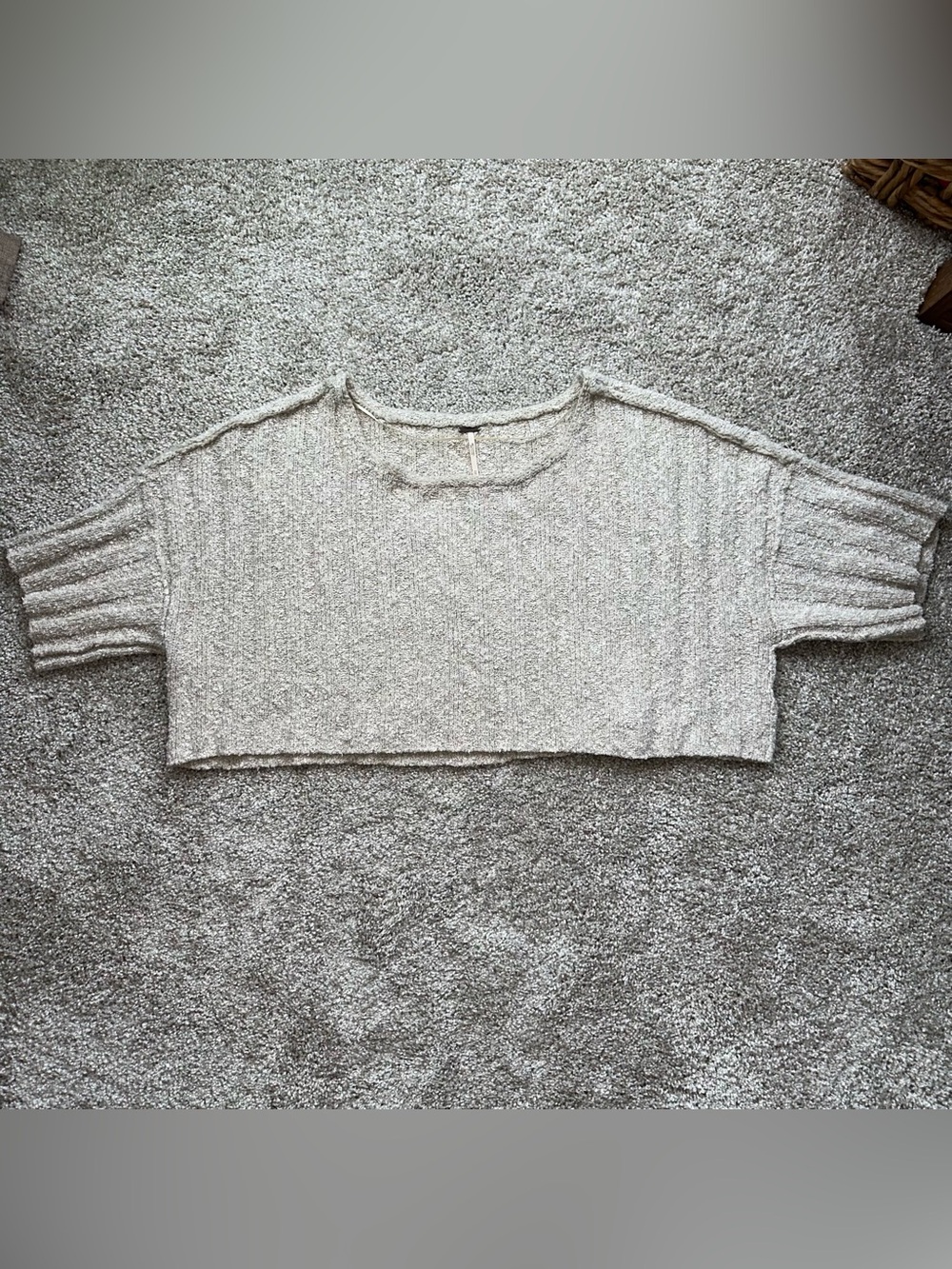 Free People Good Day Oversized Pullover Sweater oatmeal beige cream Xs 448